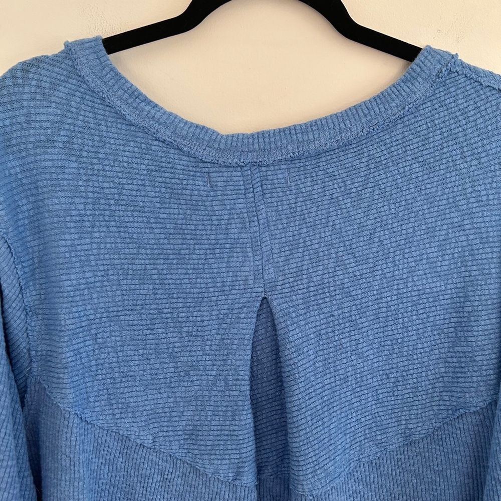 FREE PEOPLE We The Free OG Slouchy Oversize Thermal Long Sleeve Pullover Blue - Picture 14 of 15